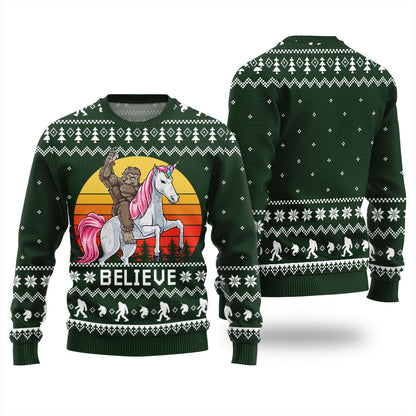 Bigfoot Believe Unicorn Ugly Sweater