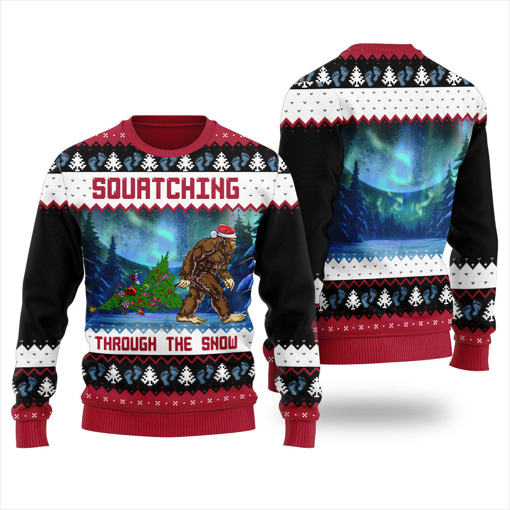 Bigfoot Christmas Tree Ugly Christmas Sweater For Men