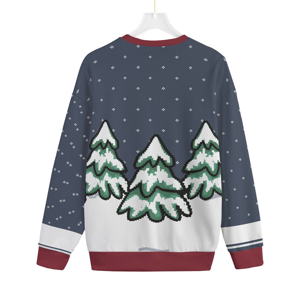 Bigfoot Squatching Through The Snow Big And Tall Ugly Christmas Sweater Navy