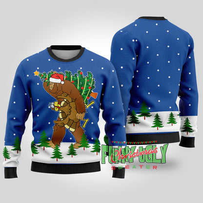 Bigfoot Stole Thanksgiving Funny Christmas Sweater Royal