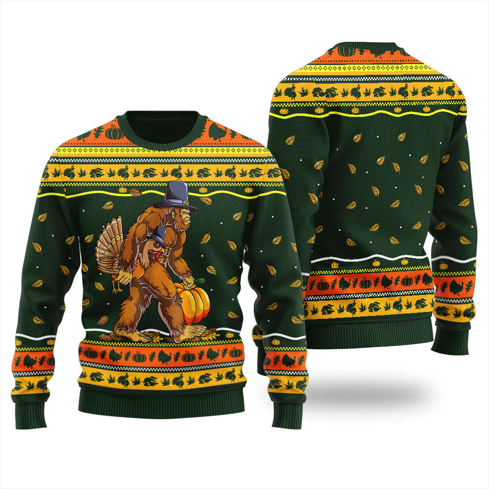Bigfoot Turkey Christmas Sweater For Men