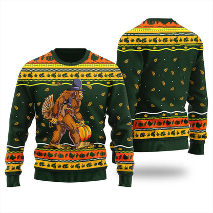 Bigfoot Turkey Christmas Sweater For Men