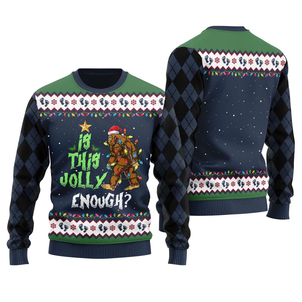 Bigfoot Ugly Christmas Sweater For Men