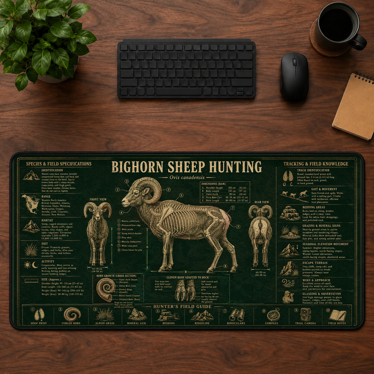 Bighorn Sheep Hunting Desk Mat Mouse Pad | 5To9Vibe