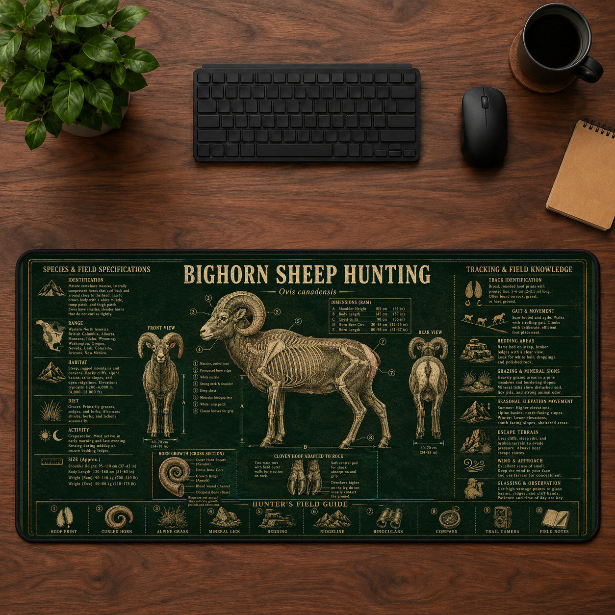 Bighorn Sheep Hunting Desk Mat Mouse Pad | 5To9Vibe