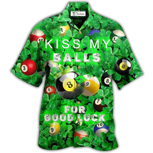 Hawaiian Shirt / Adults / S Billiard Kiss My Balls Saint Patricks Day - Hawaiian Shirt 