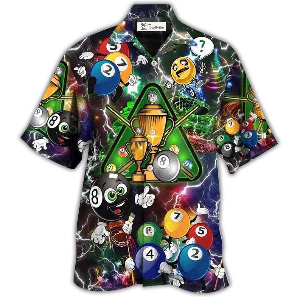 Hawaiian Shirt / Adults / S Billiard Lover Lightning Merry Christmas - Hawaiian Shirt 