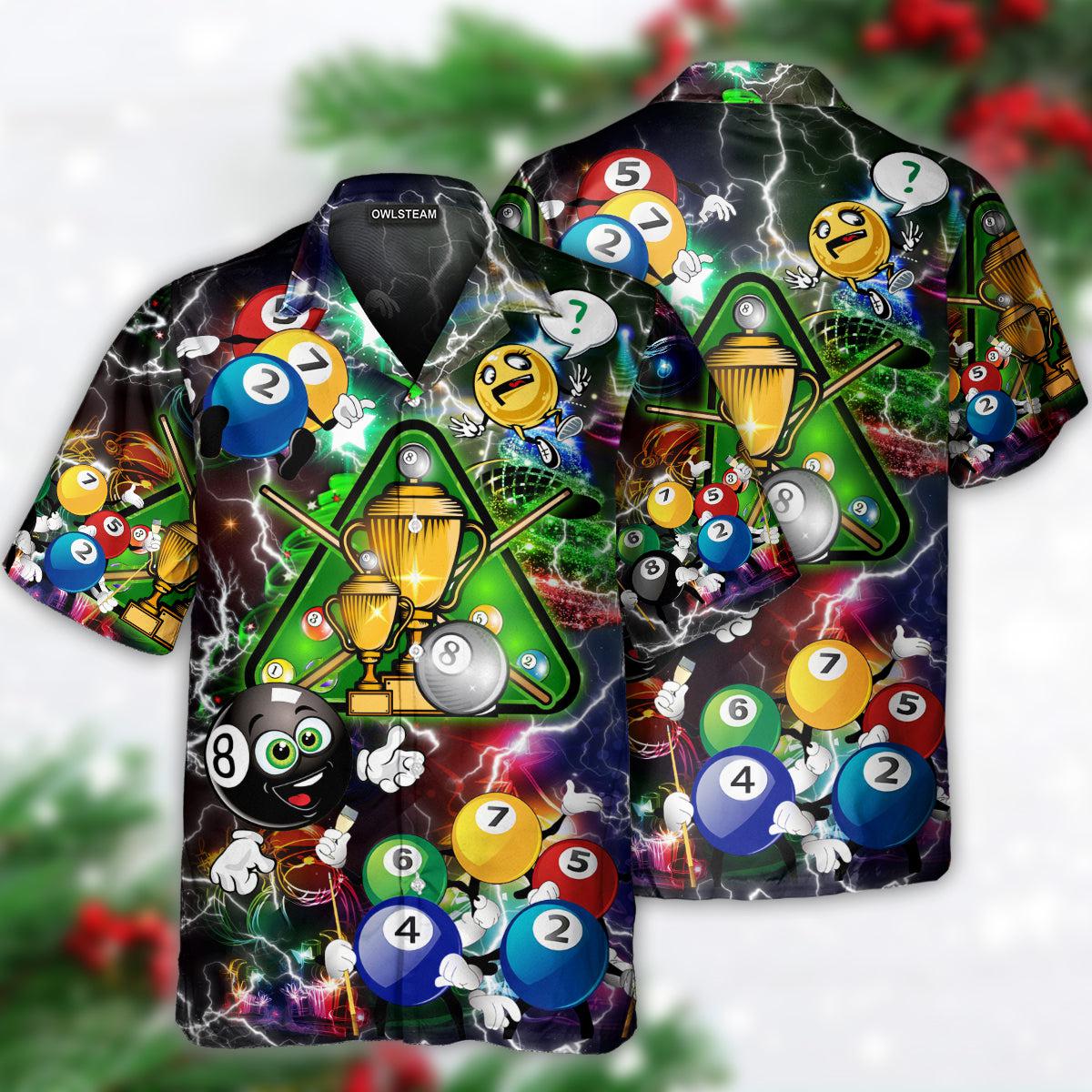 Billiard Lover Lightning Merry Christmas - Hawaiian Shirt 