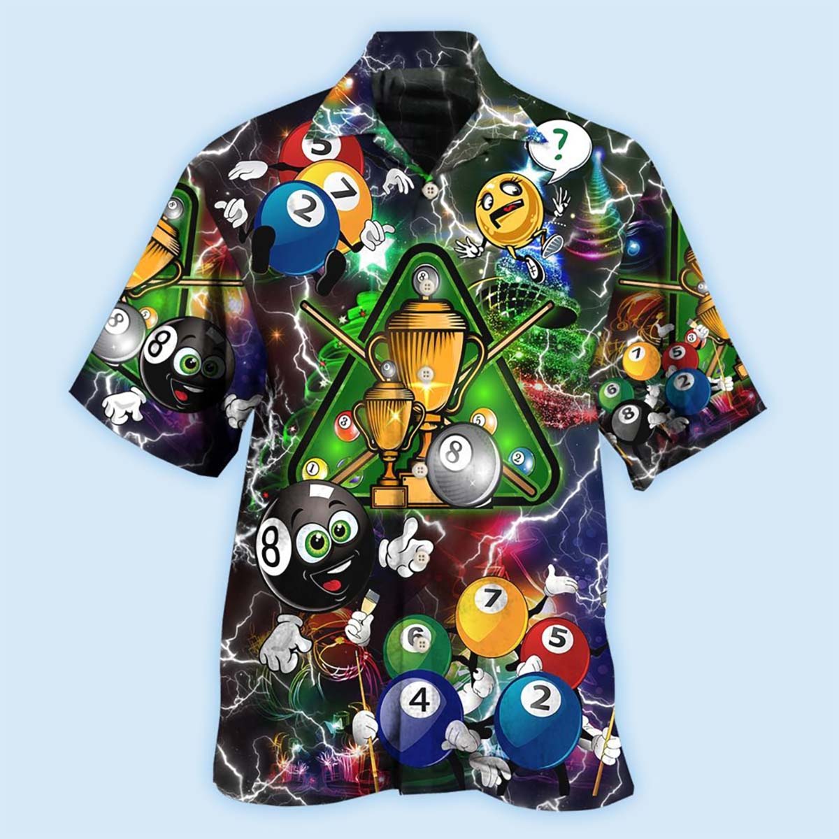 Billiard Lover Lightning Merry Christmas - Hawaiian Shirt 
