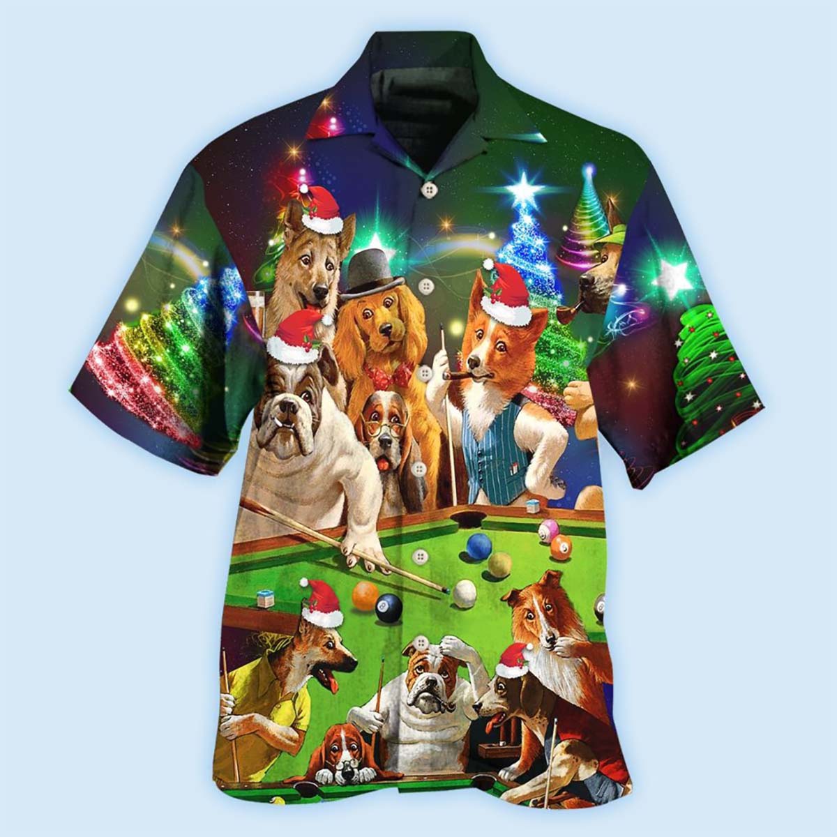 Billiard Vintage Dogs Merry Christmas - Hawaiian Shirt 