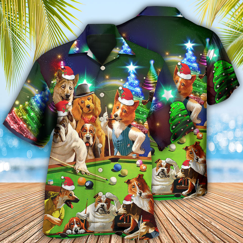 Billiard Vintage Dogs Merry Christmas - Hawaiian Shirt 