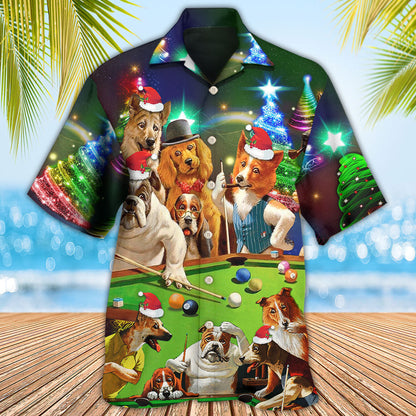 Billiard Vintage Dogs Merry Christmas - Hawaiian Shirt 