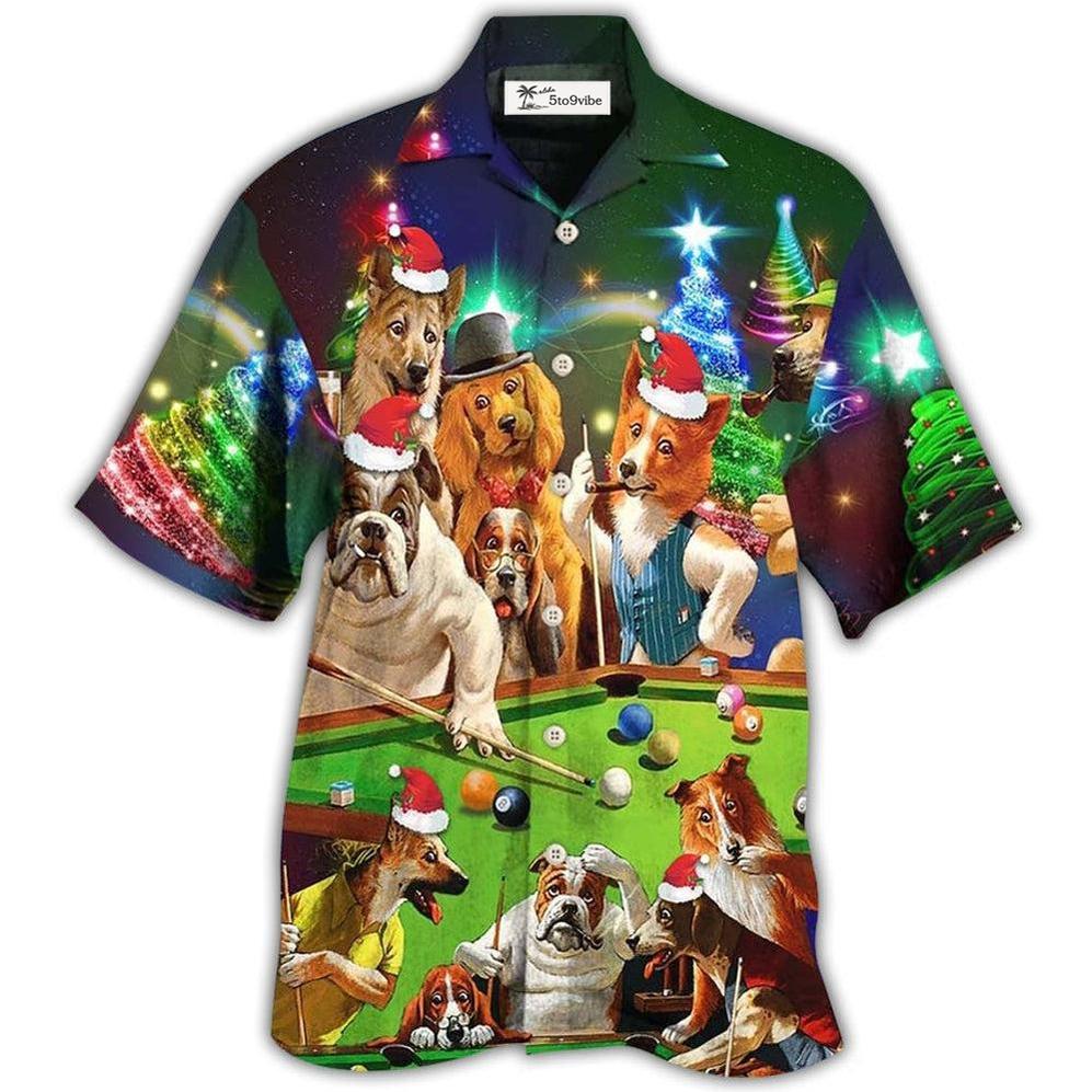 Hawaiian Shirt / Adults / S Billiard Vintage Dogs Merry Christmas - Hawaiian Shirt 