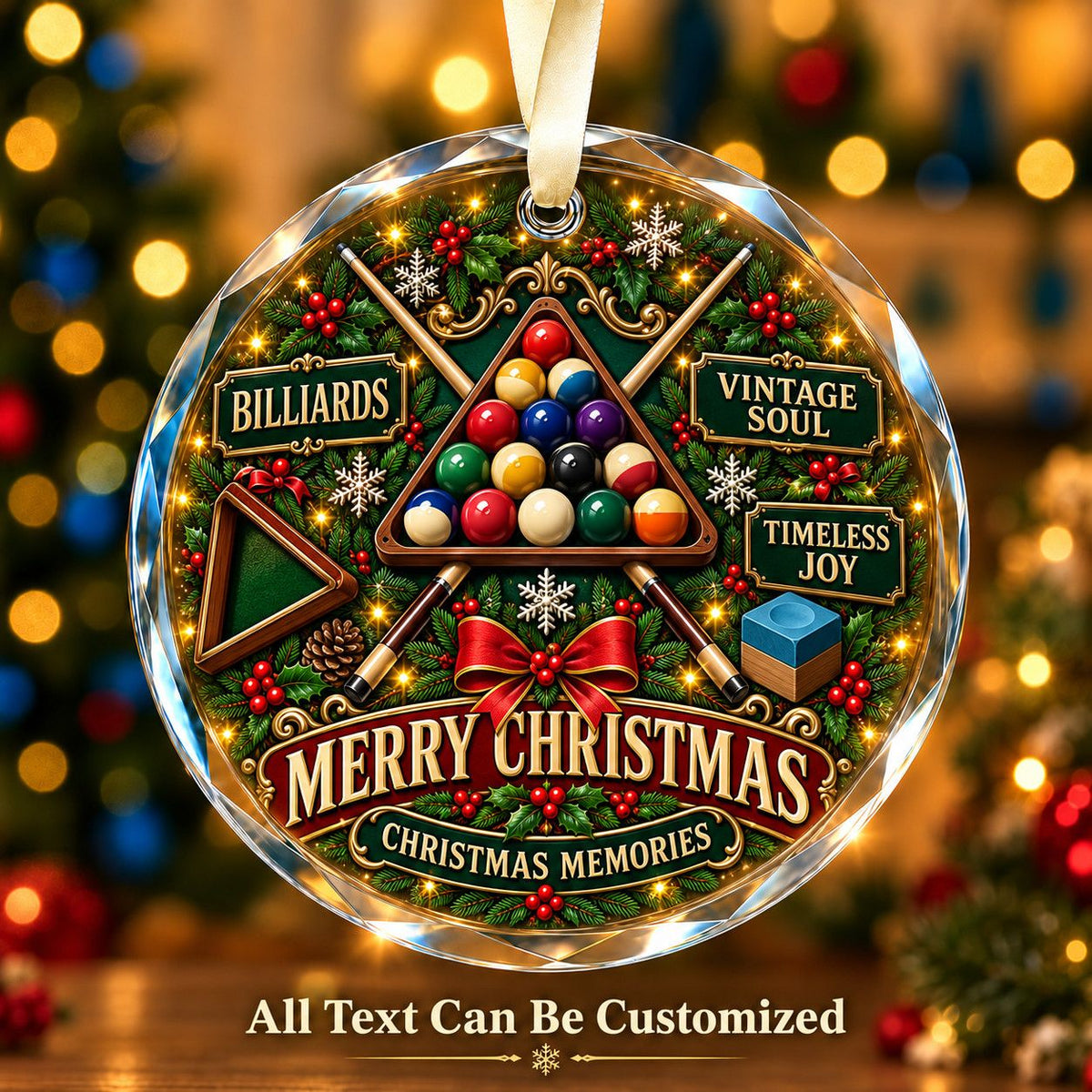 Billiards Personalized Glass Ornament | 5To9Vibe