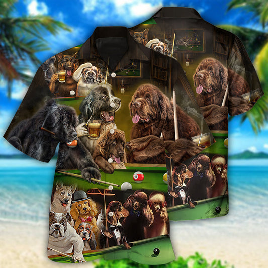 Billiard Dogs Play Billiard Funny - Hawaiian Shirt 