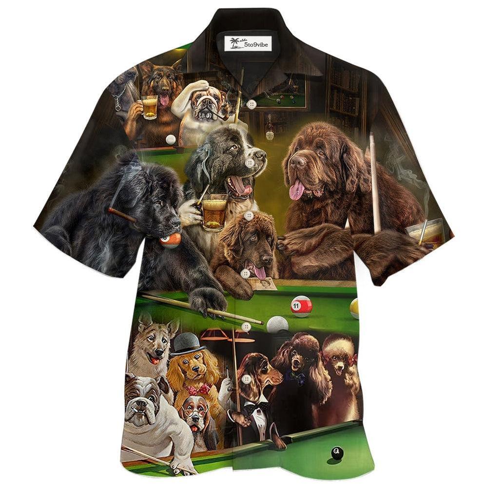 Hawaiian Shirt / Adults / S Billiard Dogs Play Billiard Funny - Hawaiian Shirt 