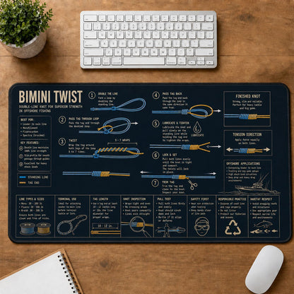 Bimini Twist Knot Fishing Field Guide Desk Mat | 5To9Vibe