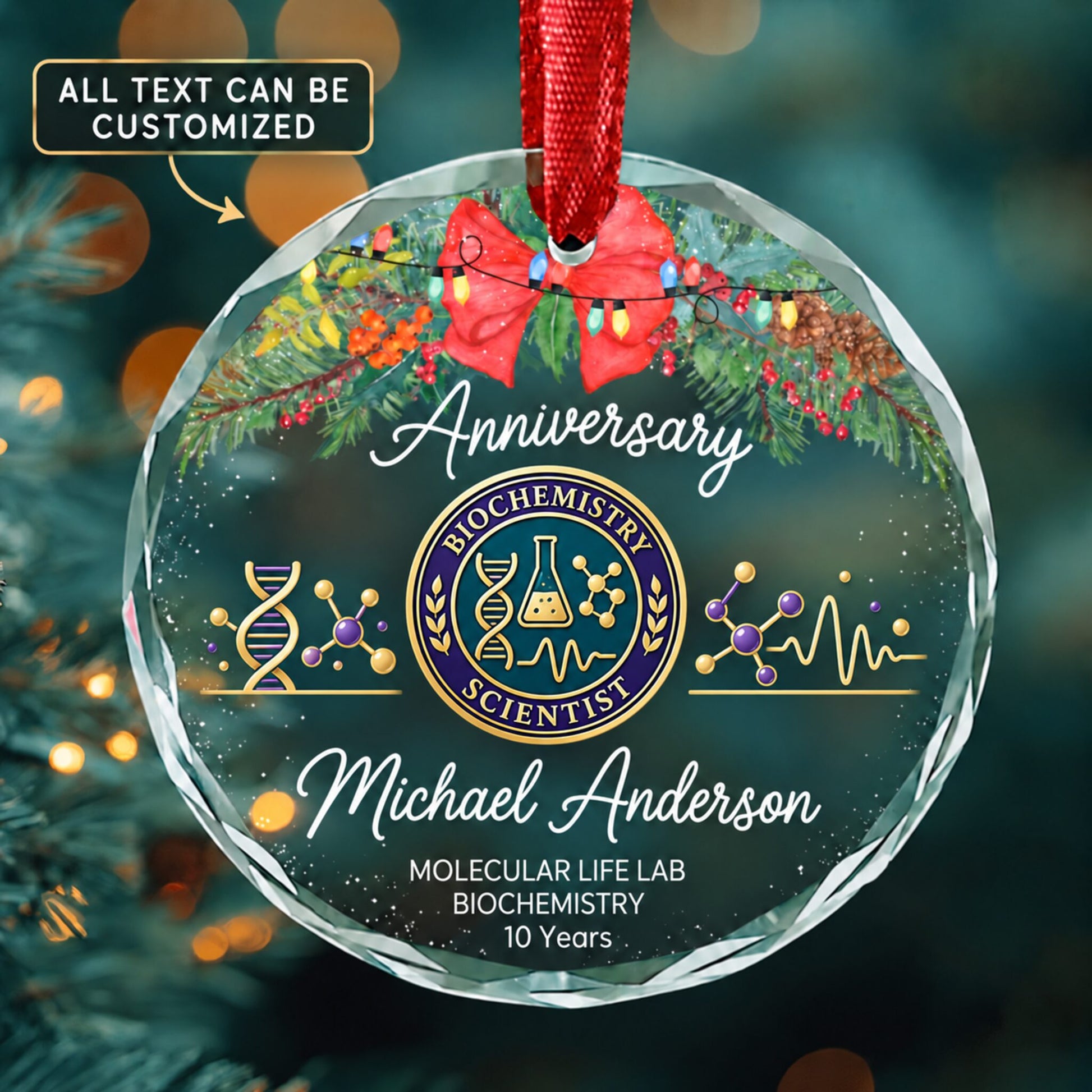 Biochemists and Biophysicists Personalized Glass Ornament | 5To9Vibe
