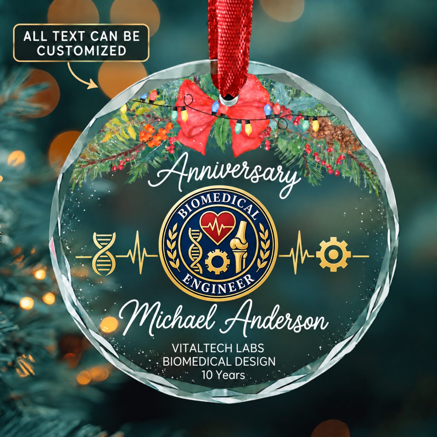 Bioengineers and Biomedical Engineers Personalized Glass Ornament | 5To9Vibe