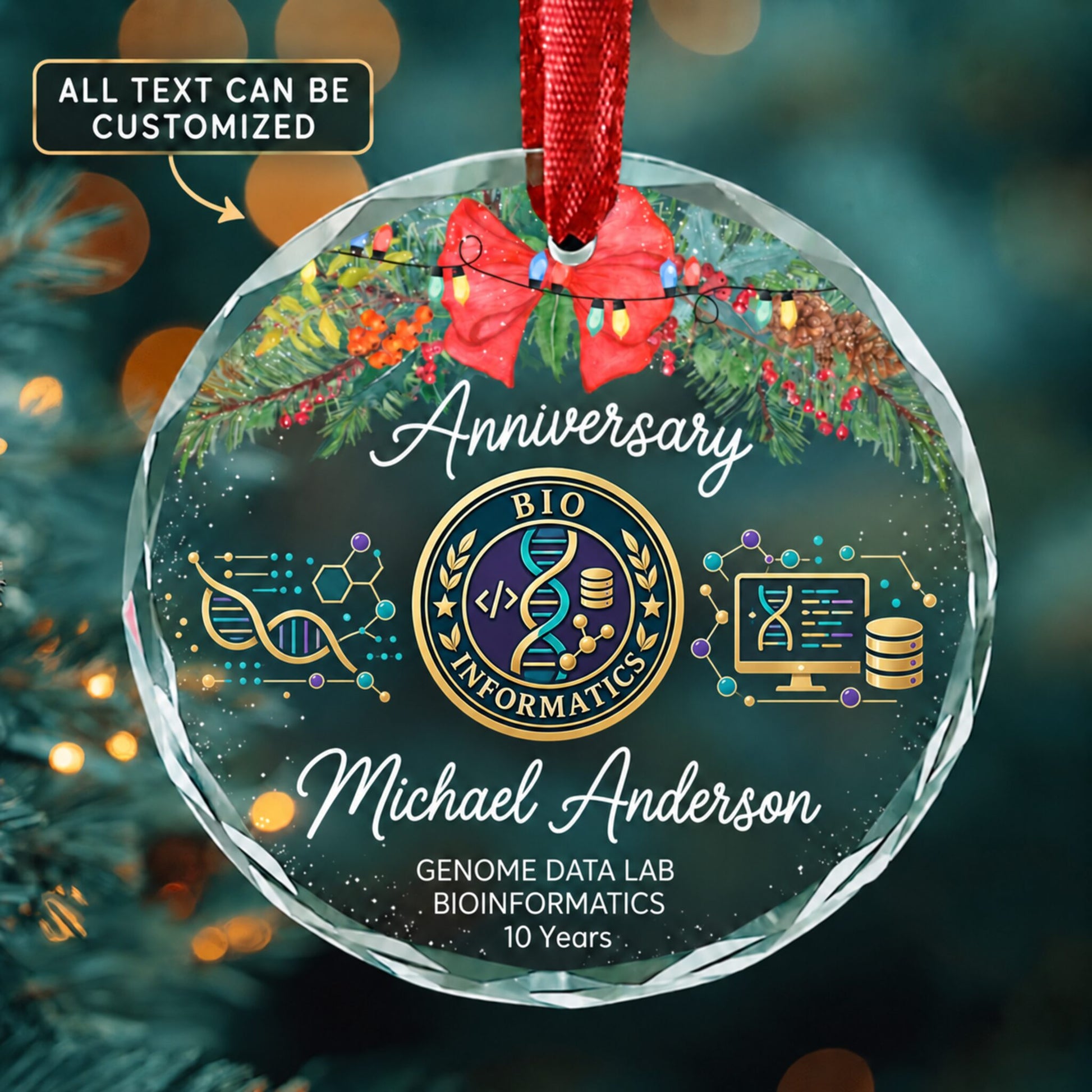 Bioinformatics Technicians Personalized Glass Ornament | 5To9Vibe