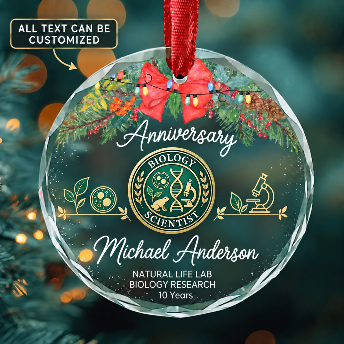 Biologists Personalized Glass Ornament | 5To9Vibe
