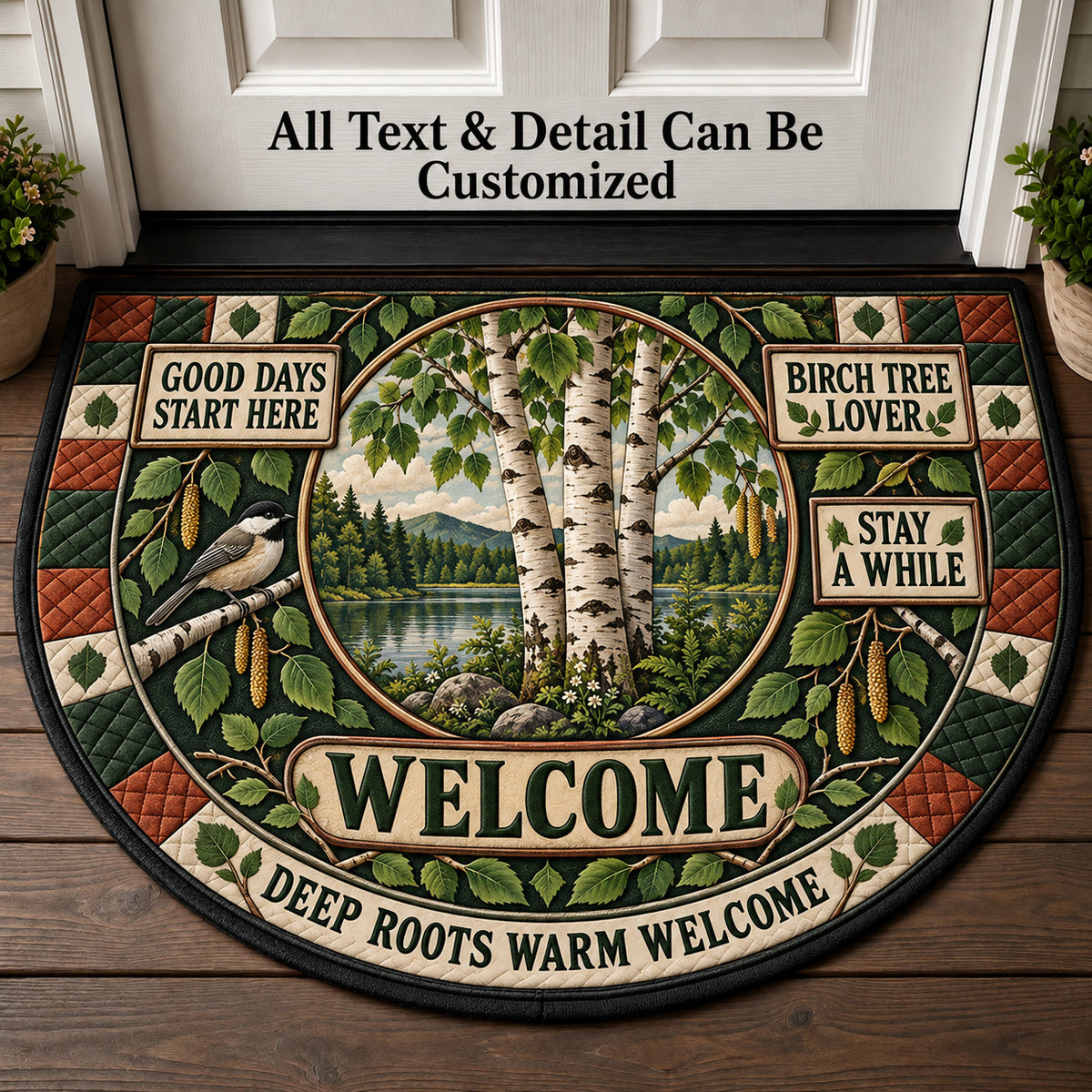 Birch Tree Lover Personalized Half Round Mat | 5To9Vibe