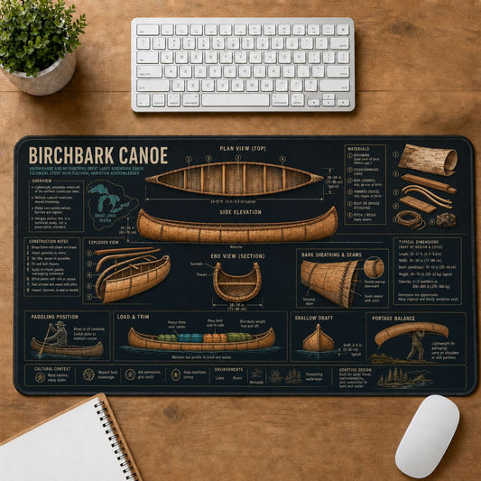 Birchbark Canoe Cultural Heritage Visual Guide Desk Mat | 5To9Vibe