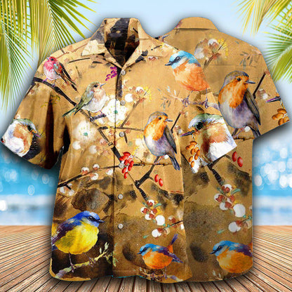 Robin The Bird Took Its Perch On A Tree Branch - Hawaiian Shirt 
