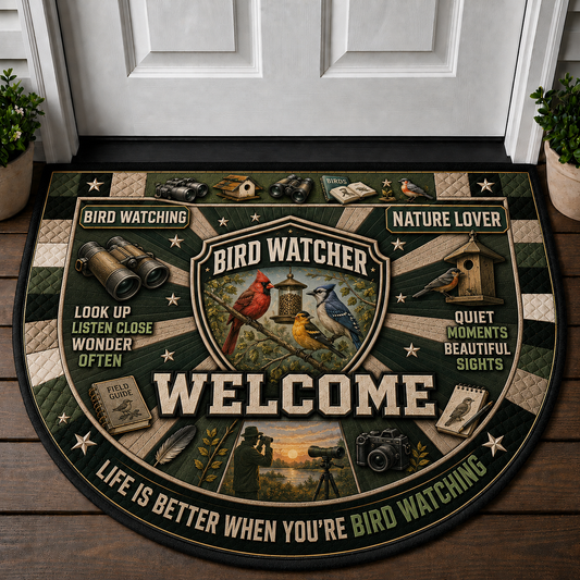 Bird Watchers Only People Tolerated Welcome Mat - Birding Nature Binoculars Doormat - 5to9vibe