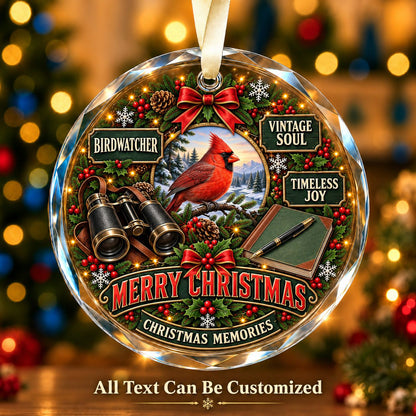 Birdwatcher Personalized Glass Ornament | 5To9Vibe