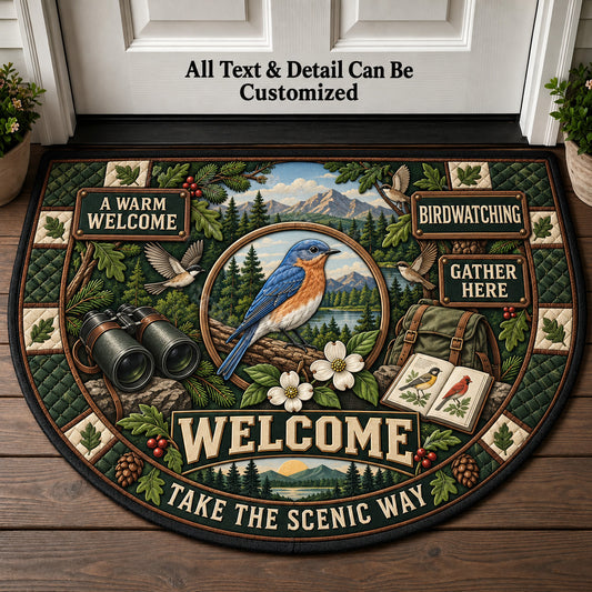 Birdwatching Personalized Half Round Mat | 5To9Vibe