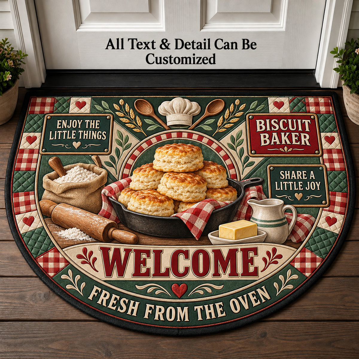 Biscuit Baker Personalized Half Round Mat | 5To9Vibe