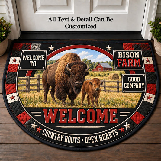 Bison Farm Personalized Half Round Mat | 5To9Vibe
