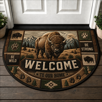 Buffalo Welcome Mat – Wild and Free Rustic Nature Doormat - 5to9vibe