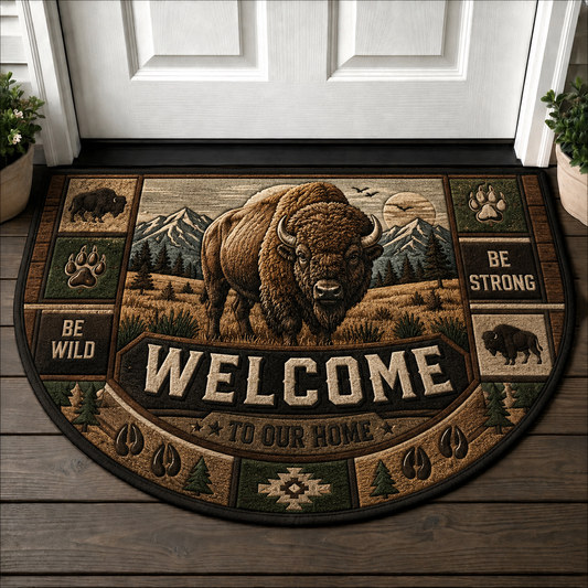 Bison Welcome Mat – Be Strong Wild Animal Decorative Doormat - 5to9vibe