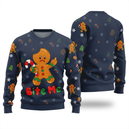 Bite Me Gingerbread Naughty Ugly Sweater