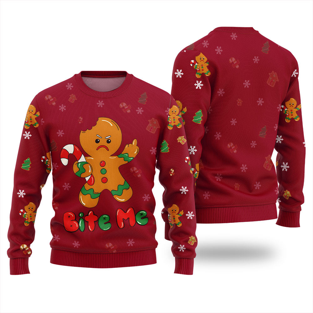 Bite Me Gingerbread Naughty Ugly Sweater