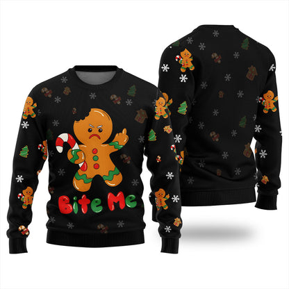 Bite Me Gingerbread Naughty Ugly Sweater