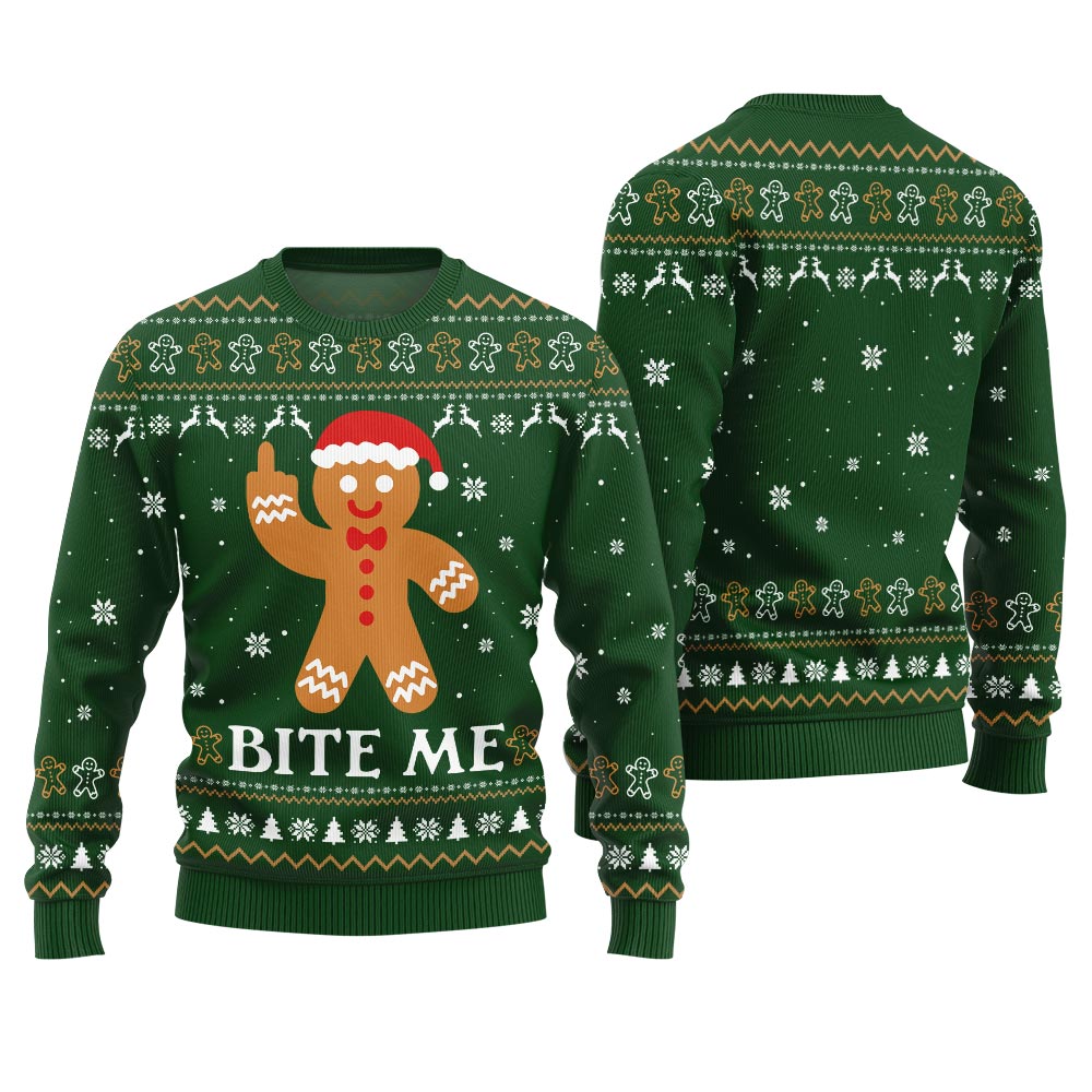 Bite Me Naughty Gingerbread Ugly Sweater