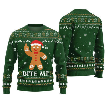 Bite Me Naughty Gingerbread Ugly Sweater