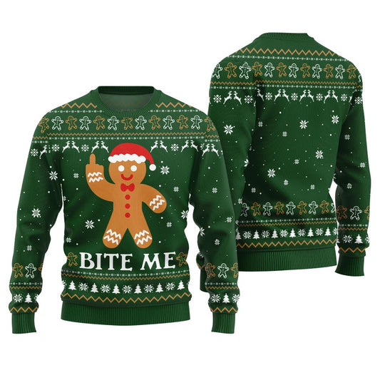 Bite Me Naughty Gingerbread Ugly Sweater