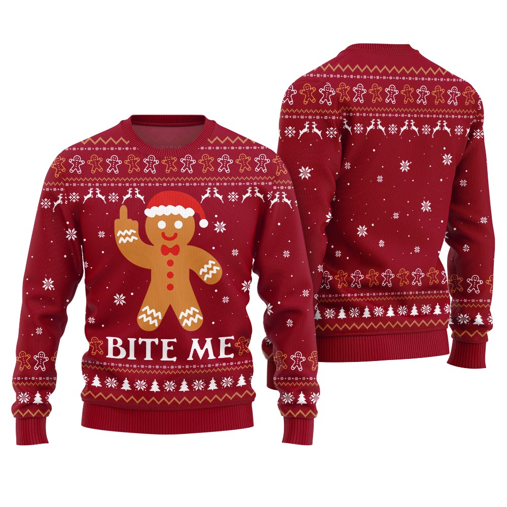 Bite Me Naughty Gingerbread Ugly Sweater