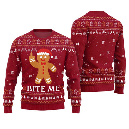 Bite Me Naughty Gingerbread Ugly Sweater