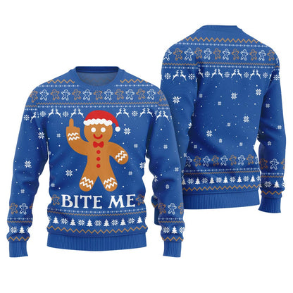 Bite Me Naughty Gingerbread Ugly Sweater
