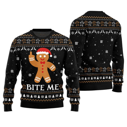 Bite Me Naughty Gingerbread Ugly Sweater