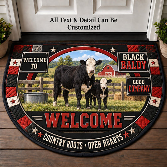 Black Baldy Personalized Half Round Mat | 5To9Vibe