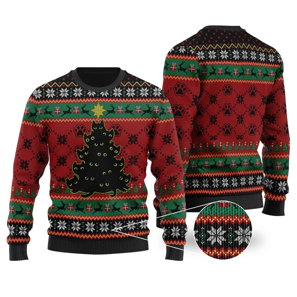 Black Cat Christmas Sweater - Funny Ugly Christmas Sweater