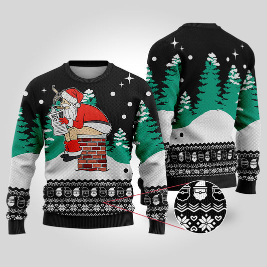 Black Funny Santa Naughty Or Nice List Christmas Sweater