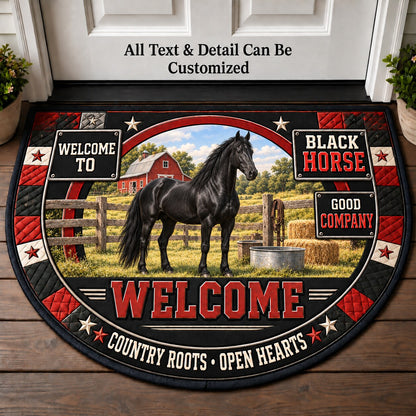 Black Horse Personalized Half Round Mat | 5To9Vibe