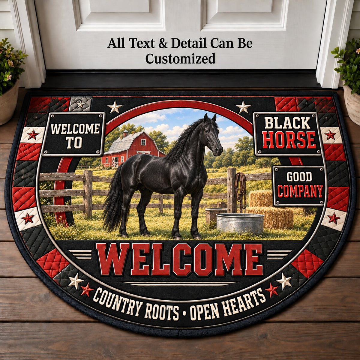 Black Horse Personalized Half Round Mat | 5To9Vibe